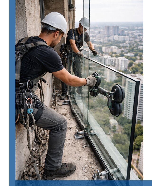 Монтаж стеклянных ограждений под ключ с гарантией в Валуйках