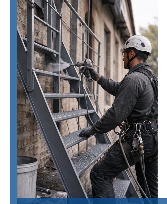 Покраска и антикоррозионная защита пожарных лестниц в Валуйках