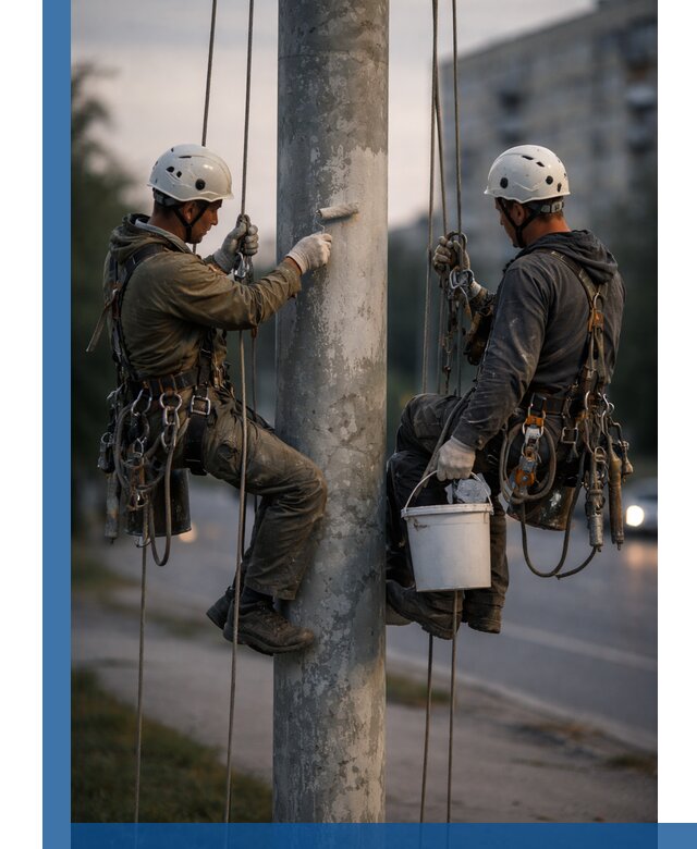Покраска опор освещения и антикоррозийная защита в Валуйках