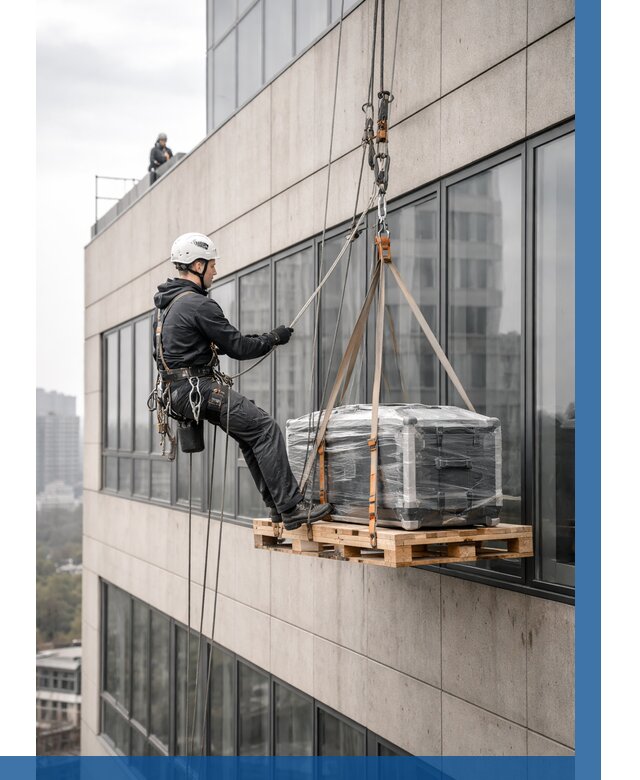 Спуск груза по фасаду в Валуйках от 3726 р. | ВЫСОТНИК-Вли